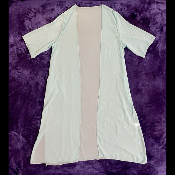 M Vintage 70s Olga Teal stretchy satin-like maxi dress nightgown - Picture 12 of 16